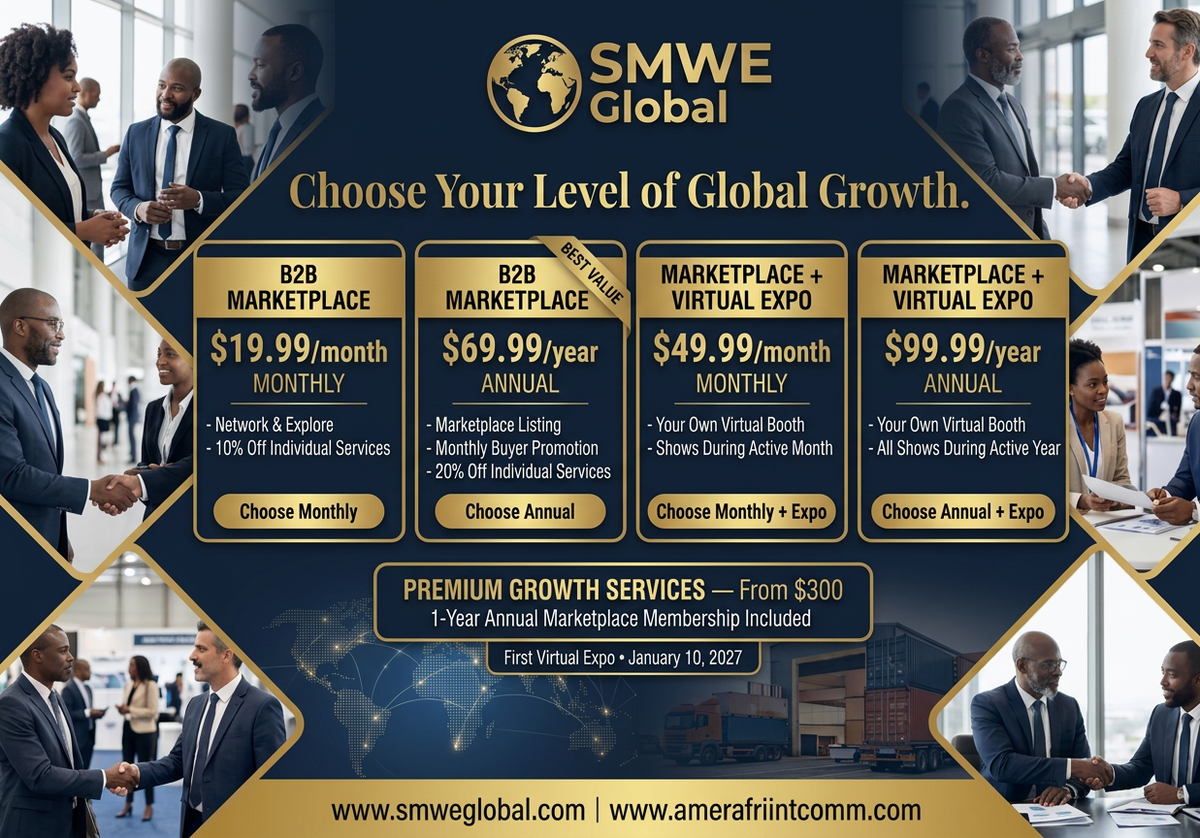 SMWE Global — Choose Your Level of Global Growth. Marketplace memberships and Virtual Expo options.